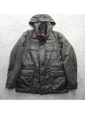 Strellson Metallic Black Jacket Buster W Waxed Moto Utility 54 (US 44) Swiss